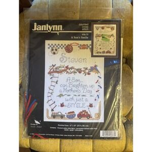 Vintage~Janlynn~"A Son's Smile"~Counted Cross Stitch Kit~# 56-73~NEW~11" X 15"
